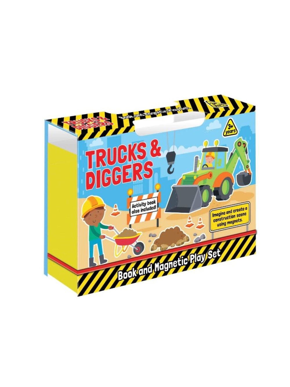 Trucks & Diggers Book And Magnetic Play Set For Kids Ages 3+ With 30 Magnets & A